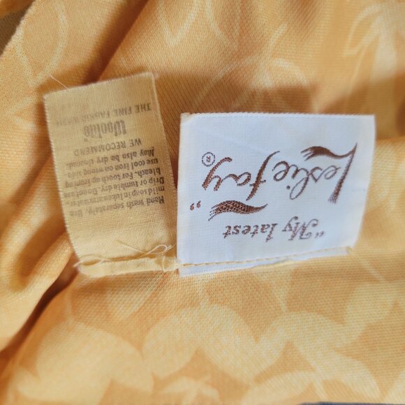 Vintage Style Leslie Fay Two-Piece Gold Orange Floral Buttoned Pantsuit Jacket - Picture 6 of 12